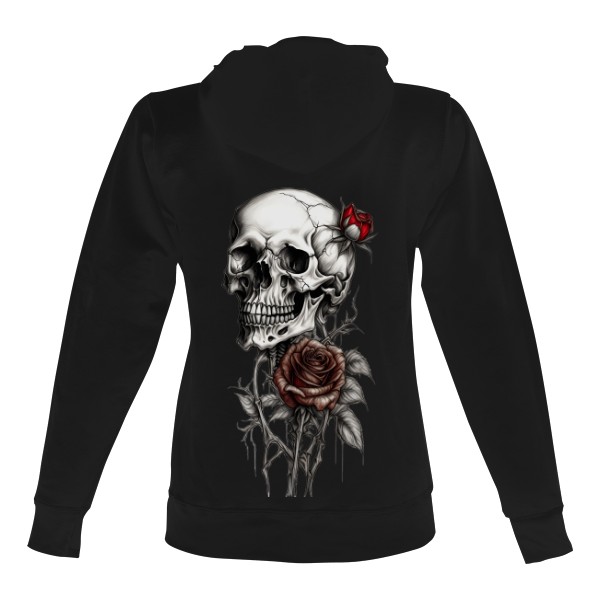 Gothic lebka s růží vepředu i zezadu